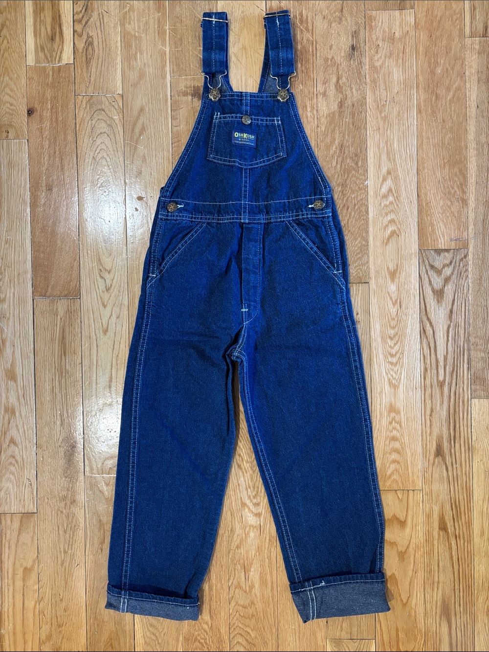 Vintage OshKosh B’Gosh Dark Blue Denim Overalls. 7Y